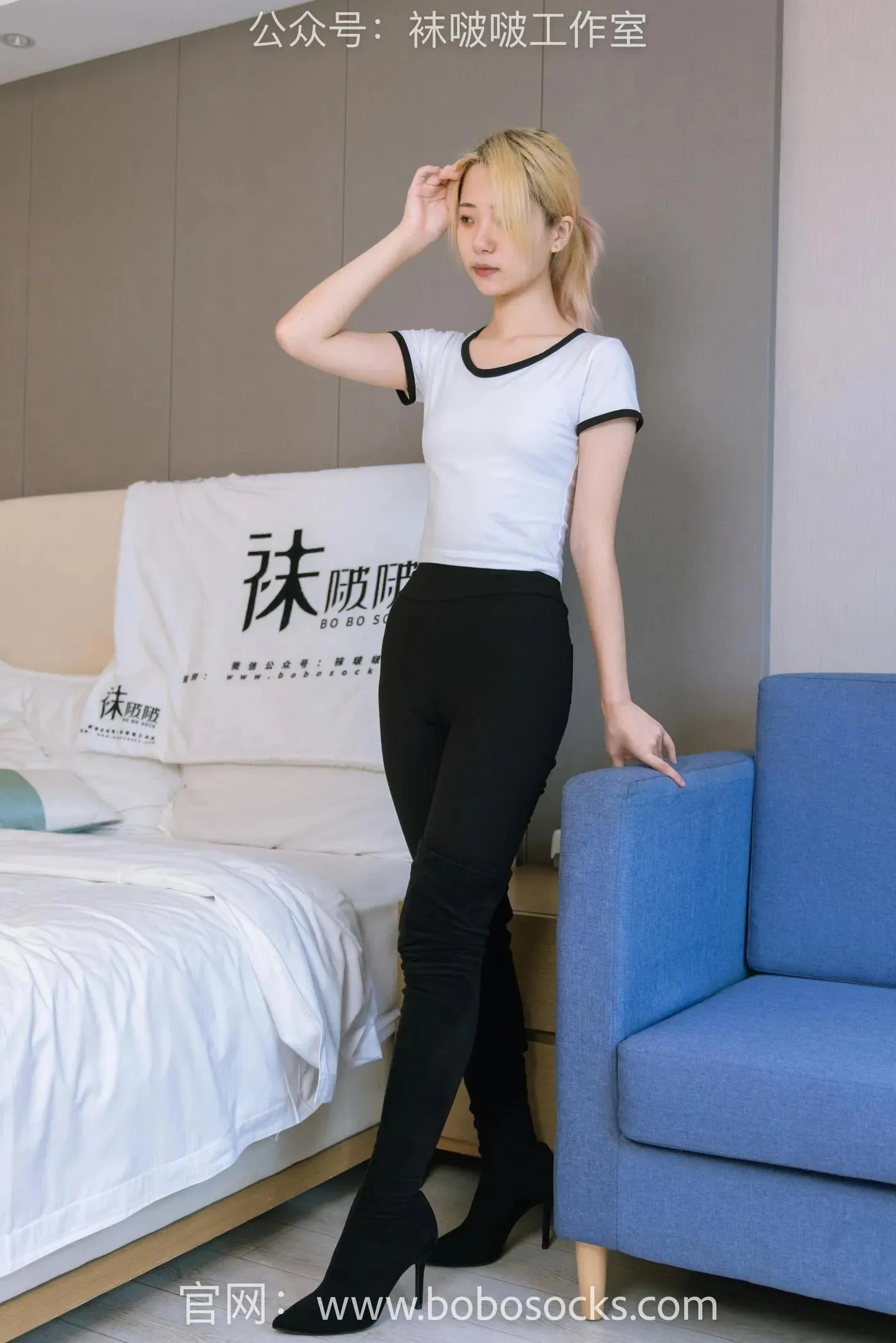 [BoBoSocks袜啵啵]NO.122 小淳-高跟长靴、白棉袜 [149P]插图5